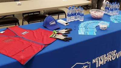 lowe's gear on blue table